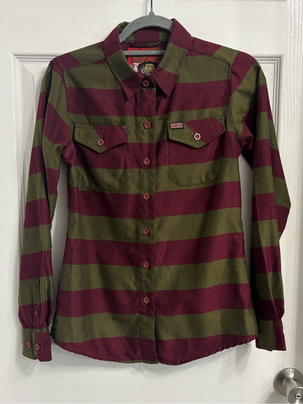 DIXXON Flannel The Krueger Flannel Shirt Olive Green & Burgundy Small Button Up